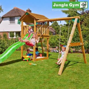 Игровой комплекс Jungle Gym Jungle Cottage + Swing Module Xtra + Rock Module